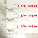 NEW (Pearl) 2 5/8" Paddletail Soft Plastic (qty 20 or 40) + AATB Jighead (qty 5 or 10) + Eye Pack - COMBO PACK .  FREE SHIPPING.