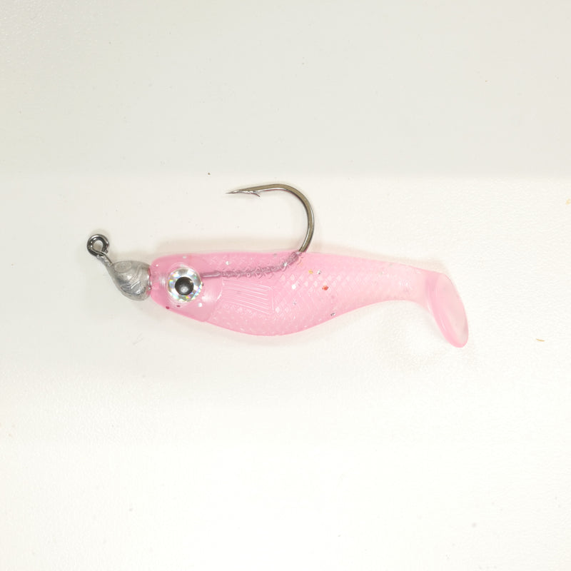 NEW (PINK) 2 5/8" Paddletail Soft Plastic (qty 20 or 40) + AATB Jighead (qty 5 or 10) + Eye Pack + Eye Dip - COMBO PACK .  FREE SHIPPING.