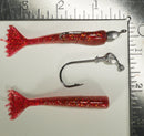 1/8 oz - 3/0 FISH HEAD JIGHEAD (qty 5) + AATB / Esky 3" Soft Plastic Shrimp (qty 25) - CRANBERRY