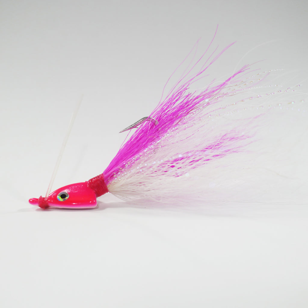 (PINK/WHITE) BONEFISH BUCKTAIL (30° ANGLED) - 1/4 oz