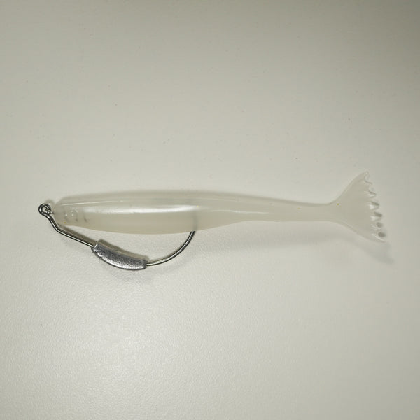 WEIGHTED HOOK RIGGING KIT (Qty 5) SHMINNOW (Shrimp/Minnow) 4" Soft Plastic Shrimp/Fluke (Qty 20) - GLOW