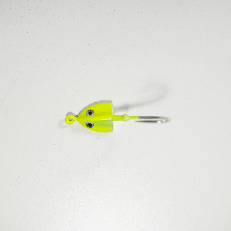 (CHARTREUSE) BONEFISH JIGHEAD (30° ANGLED) - 1/4 oz - 3, 5, or 10 pack.  FREE SHIPPING