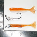 1/4 oz - 3/0 FISH HEAD JIGHEAD (qty 5) + AATB / Esky 3" Soft Plastic Shrimp (qty 25) - PUMPKIN