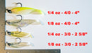 4" SILVER/GOLD Paddletail Soft Plastic (qty 20) + AATB Jighead (qty 4) COMBO PACK.  FREE SHIPPING.