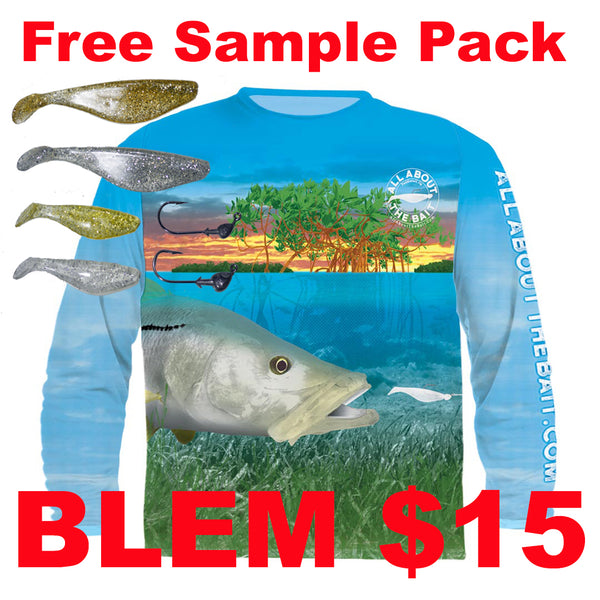 $15 (BLEM) Snook Shirt (Medium Only) (+ FREE JIGHEAD & PADDLETAIL SAMPLE PACK)- FREE SHIPPING