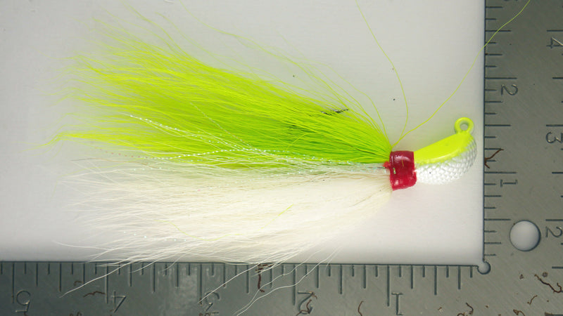 Sample Pack (2 or 4 each color) - 3/4 oz Bucktail Jig - Cobra Jighead 2X Strong Mustad Hook (White, Pink, Chartreuse)