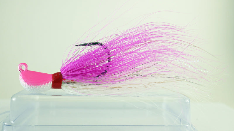Sample Pack (2 or 4 each color) - 3/4 oz Bucktail Jig - Cobra Jighead 2X Strong Mustad Hook (White, Pink, Chartreuse)