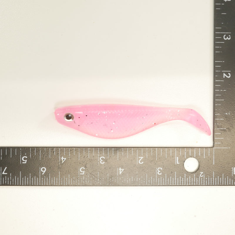 NEW. AATB 4" Paddletail Soft Plastic Pilchard/Shad - PINK Glitter - 20 or 40 pack - FREE SHIPPING