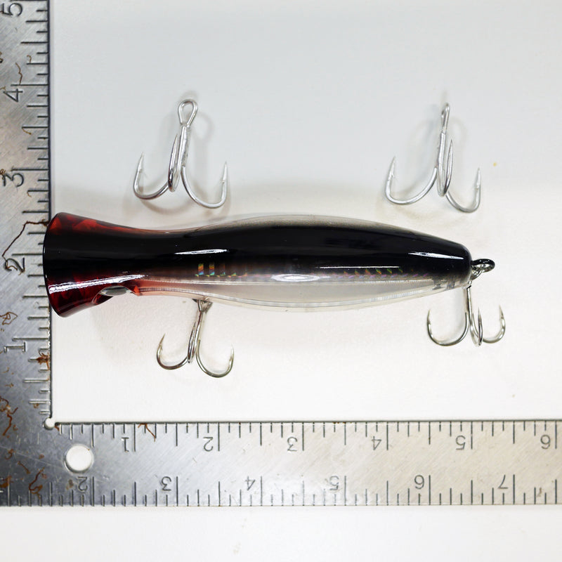 5" Topwater CHUGGER -BLACK/RED - Free 2X strong trebles - FREE SHIPPING - Buy More and Save.