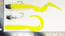 GROUPER RIG - 1.5 oz BULLETHEAD JIGHEAD (qty 2 or 6) WITH 8" CURLY TAIL GRUB (qty 10 or 20) GLOW, PINK, WHITE and CHARTREUSE.