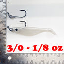 NEW (Glow) 4" Paddletail Soft Plastic (qty 20 or 40) + AATB Jighead (qty 5 or 10) + Eye Pack - COMBO PACK .  FREE SHIPPING.