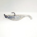 NEW (SILVER) 4" Paddletail Soft Plastic (qty 20 or 40) + AATB Jighead (qty 5 or 10) JIGHEAD COMBO PACK.  FREE SHIPPING.