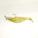 NEW (Gold) 4" Paddletail Soft Plastic (qty 20 or 40) + AATB Jighead (qty 5 or 10) + Eye Pack - COMBO PACK .  FREE SHIPPING.