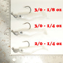 NEW (SILVER) 2 5/8" Paddletail Soft Plastic (qty 20 or 40) + AATB Jighead (qty 5 or 10) JIGHEAD COMBO PACK.  FREE SHIPPING.