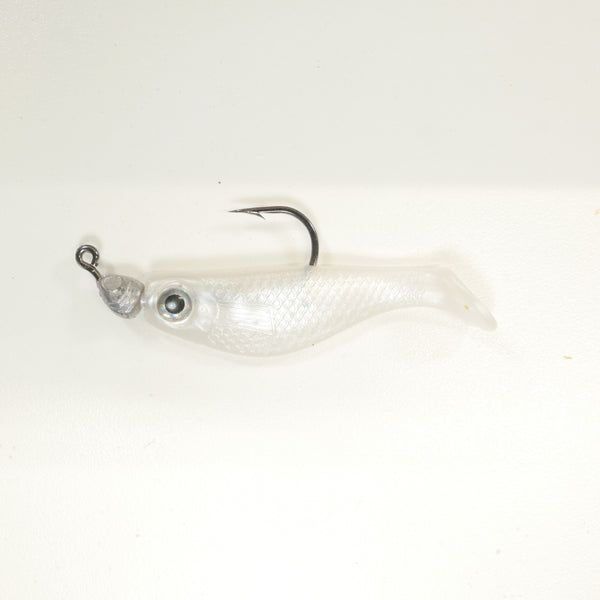 clear plastic fishing hooks NEW (Pearl) 2 5/8" Paddletail Soft Plastic (qty 20 or 40) + AATB Jighead  (qty 5 or 10) + Eye Pack