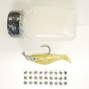 NEW (GOLD) 2 5/8" Paddletail Soft Plastic (qty 20 or 40) + AATB Jighead (qty 5 or 10) + Eye Pack + Eye Dip - COMBO PACK .  FREE SHIPPING.