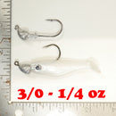 NEW (SILVER) 2 5/8" Paddletail Soft Plastic (qty 20 or 40) + AATB Jighead (qty 5 or 10) + Eye Pack + Eye Dip - COMBO PACK .  FREE SHIPPING.