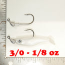 NEW (GLOW) 2 5/8" Paddletail Soft Plastic (qty 20 or 40) + AATB Jighead (qty 5 or 10) JIGHEAD COMBO PACK.  FREE SHIPPING.