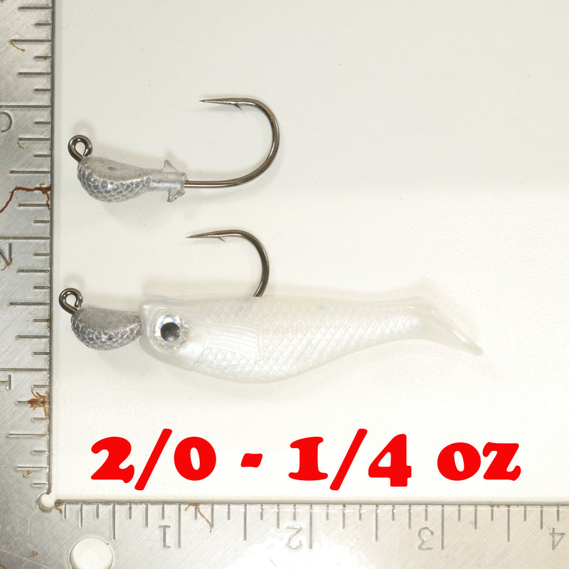 NEW (SILVER) 2 5/8" Paddletail Soft Plastic (qty 20 or 40) + AATB Jighead (qty 5 or 10) + Eye Pack + Eye Dip - COMBO PACK .  FREE SHIPPING.