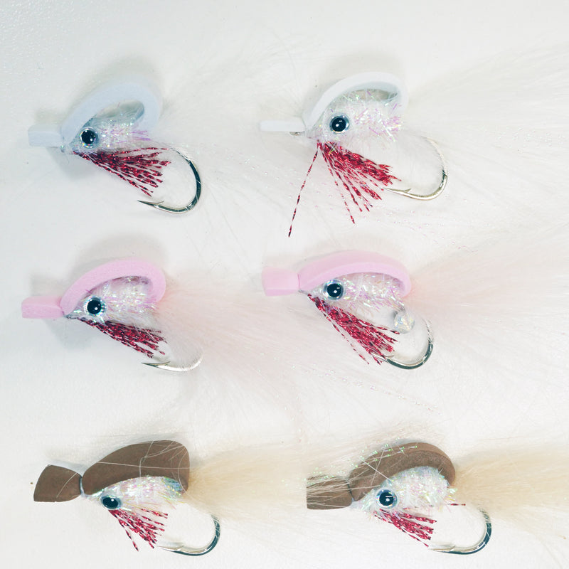 SHMINNOW FLY - MIX PACK White/Pink/Brown - 3mm - 1/0 - Free Shipping