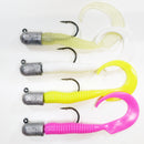 GROUPER RIG - 3 oz Mustad 32786 BULLETHEAD JIGHEAD (qty 2 or 6) WITH 8" CURLY TAIL GRUB (qty 10 or 20)