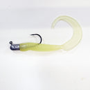 GROUPER RIG - 1 oz Mustad 32786 BULLETHEAD JIGHEAD (qty 2 or 6) WITH 8" CURLY TAIL GRUB (qty 10 or 20)