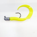 GROUPER RIG - 2 oz Mustad 32786 BULLETHEAD JIGHEAD (qty 2 or 6) WITH 8" CURLY TAIL GRUB (qty 10 or 20)