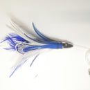 BLUE/WHITE - Squid Skirt Feather Rig - 4" - Buy more and save. 1 - $15, 2 - $22 ($11 each), 3 - $30 ($10 each).