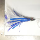 BLUE/WHITE - Squid Skirt Feather Rig - 4" - Buy more and save. 1 - $15, 2 - $22 ($11 each), 3 - $30 ($10 each).