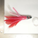 PINK/WHITE - Squid Skirt Feather Rig - 4" - Buy more and save. 1 - $15, 2 - $22 ($11 each), 3 - $30 ($10 each).