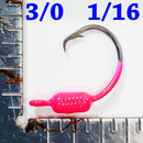 PINK: 3/0 PAINTED MUSTAD WEIGHTED CIRCLE HOOK JIGS