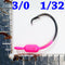 PINK: 3/0 PAINTED MUSTAD WEIGHTED CIRCLE HOOK JIGS