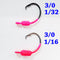 PINK: 3/0 PAINTED MUSTAD WEIGHTED CIRCLE HOOK JIGS