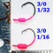 PINK: 3/0 PAINTED MUSTAD WEIGHTED CIRCLE HOOK JIGS