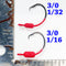 RED: 3/0 PAINTED MUSTAD WEIGHTED CIRCLE HOOK JIGS