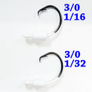 WHITE: 3/0 PAINTED MUSTAD WEIGHTED CIRCLE HOOK JIGS