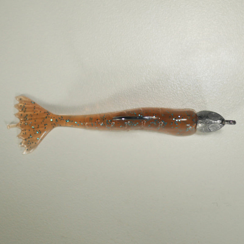 1/4 oz - 3/0 FISH HEAD JIGHEAD (qty 5) + AATB / Esky 3" Soft Plastic Shrimp (qty 25) - ORIGINAL
