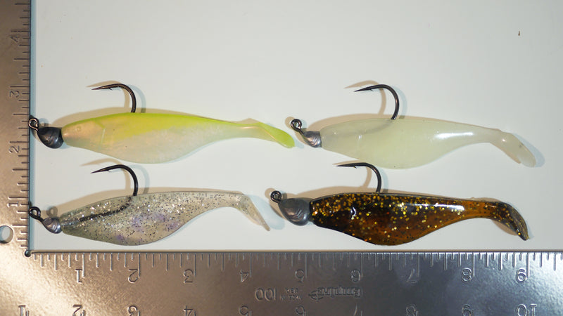 4" Paddletail Soft Plastic (qty 20) + AATB Jighead (qty 4) COMBO PACK.  FREE SHIPPING.