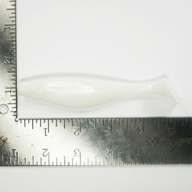5" Paddletail Soft Plastic Finger Mullet - White - 10 or 20 pack.  FREE SHIPPING.