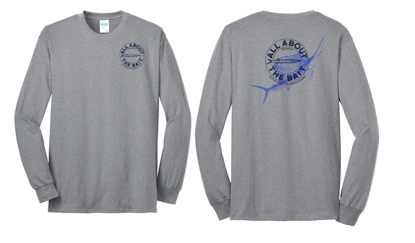 (5XL ONLY) Ballyhoo/Sailfish - Athletic Heather/Black - 50/50 Cotton/Polyester Long Sleeve Shirt  (FREE SHIPPING) ***