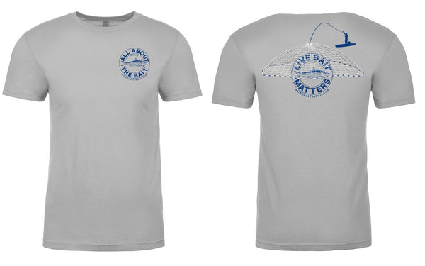 LIVE BAIT MATTERS - Short Sleeve T-shirt - Light Gray - 100% Combed Ringed-Spun Fine Jersey Cotton (FREE SHIPPING)