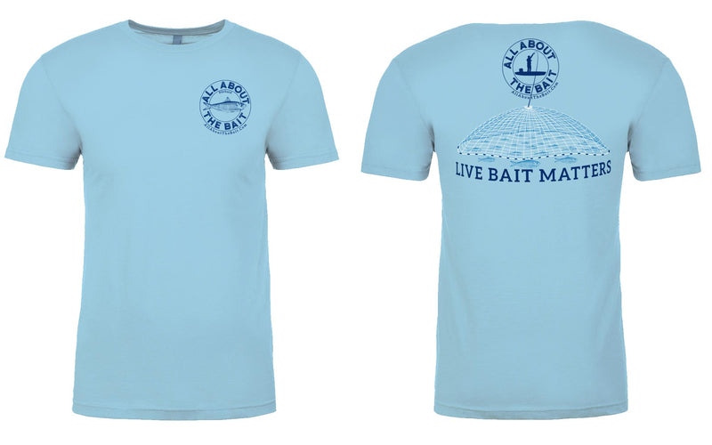 (BLEM) (ONE 3XL LEFT)******* - LIVE BAIT MATTERS - Light Blue - SHORT Sleeve Performance Shirt - 100% Polyester- FREE DELIVERY