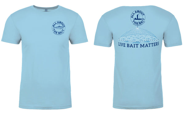 LIVE BAIT MATTERS - Light Blue - SHORT Sleeve Performance Shirt - 100% Polyester- FREE DELIVERY