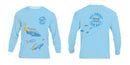 (+ FREE MASK) CHUM WITH YELLOWTAIL SNAPPER - Light Blue - COOLMAX - 100% Micro Fiber Polyester Performance Long Sleeve Shirt (FREE SHIPPING)