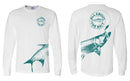 (NEW) (size 2XL)(FREE MASK) Pilchard With (EXTRA LARGE) Tarpon.  Long Sleeve Shirt White/Forest Green- (FREE SHIPPING)