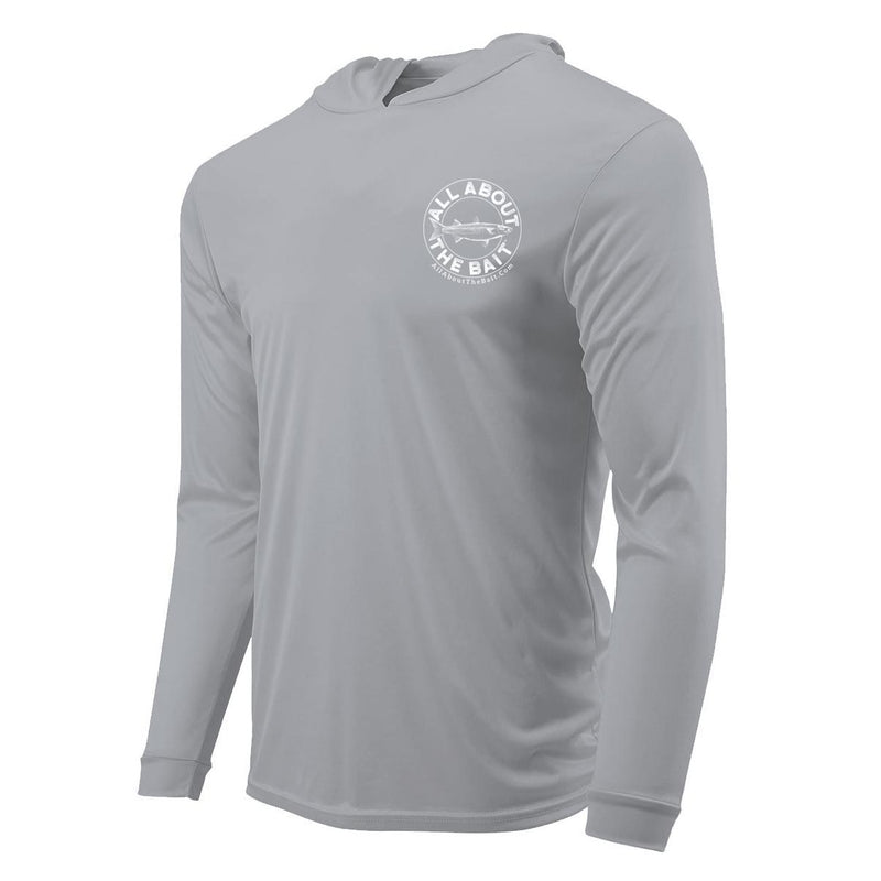 (FREE MASK) MULLET CAST NET HOODED - MID GRAY - 50+ UPF - Long Sleeve Performance Shirt - 100% Polyester - FREE DELIVERY
