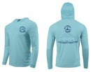 (BLEM) 3XL LIVE BAIT MATTERS HOODED - Aqua Blue - 50+ UPF - Long Sleeve Performance Shirt - 100% Polyester - FREE DELIVERY