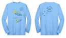 (5XL ONLY) Chum and Yellowtail Snapper.  Light Blue/Navy Blue - 50/50 COTTON/POLYESTER BLEND Long Sleeve Shirt (FREE SHIPPING) ***