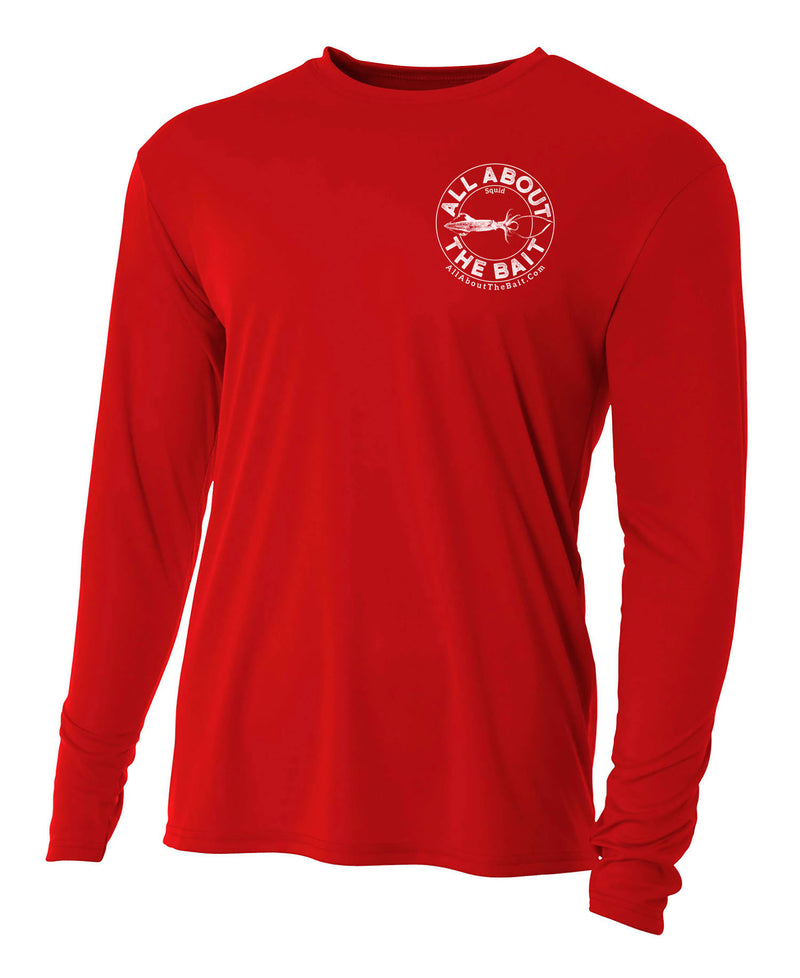 Squid - Scarlet Red - 100% Micro Fiber Polyester Performance Long Sleeve Shirt (FREE SHIPPING)