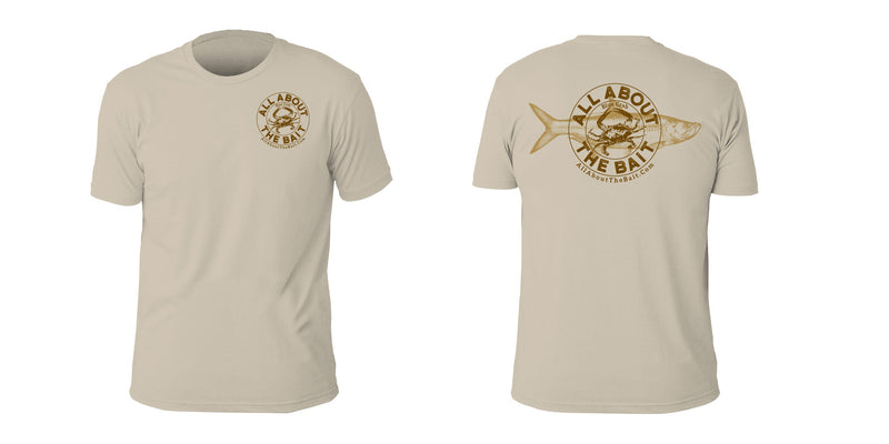 Blue Crab/Tarpon Short Sleeve T-shirt - Sand Color - 100% Combed Ringed-Spun Fine Jersey Cotton (FREE SHIPPING)